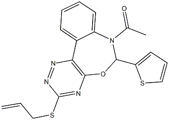 7-acetyl-6-(2-thienyl)-6,7-dihydro[1,2,4]triazino[5,6-d][3,1]benzoxazepin-3-yl allyl sulfide Struktur