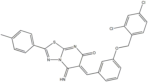 6-{3-[(2,4-dichlorobenzyl)oxy]benzylidene}-5-imino-2-(4-methylphenyl)-5,6-dihydro-7H-[1,3,4]thiadiazolo[3,2-a]pyrimidin-7-one Structure