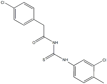 N-(3-chloro-4-methylphenyl)-N'-[(4-chlorophenyl)acetyl]thiourea,,结构式