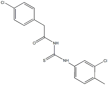 N-(3-chloro-4-methylphenyl)-N'-[(4-chlorophenyl)acetyl]thiourea 化学構造式