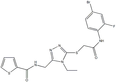 N-[(5-{[2-(4-bromo-2-fluoroanilino)-2-oxoethyl]sulfanyl}-4-ethyl-4H-1,2,4-triazol-3-yl)methyl]-2-thiophenecarboxamide Structure