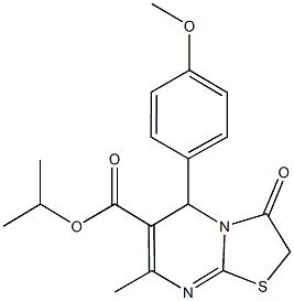 1-methylethyl 7-methyl-5-[4-(methyloxy)phenyl]-3-oxo-2,3-dihydro-5H-[1,3]thiazolo[3,2-a]pyrimidine-6-carboxylate Struktur