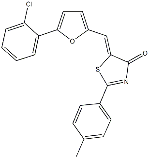 5-{[5-(2-chlorophenyl)-2-furyl]methylene}-2-(4-methylphenyl)-1,3-thiazol-4(5H)-one,,结构式