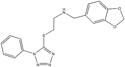 N-(1,3-benzodioxol-5-ylmethyl)-N-{2-[(1-phenyl-1H-tetraazol-5-yl)sulfanyl]ethyl}amine Structure