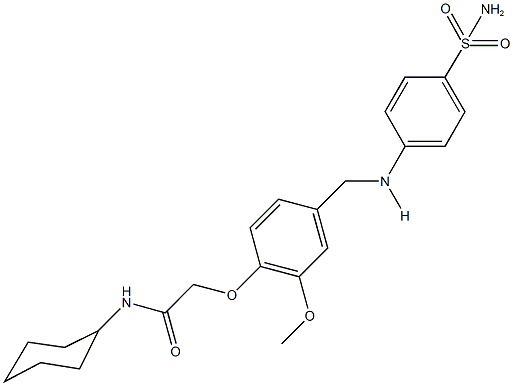 2-(4-{[4-(aminosulfonyl)anilino]methyl}-2-methoxyphenoxy)-N-cyclohexylacetamide Struktur