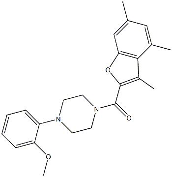 methyl 2-{4-[(3,4,6-trimethyl-1-benzofuran-2-yl)carbonyl]-1-piperazinyl}phenyl ether Struktur
