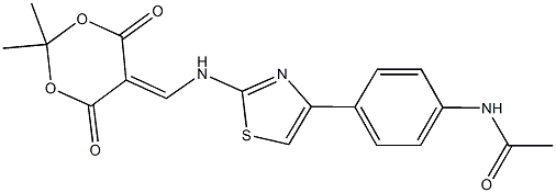 N-[4-(2-{[(2,2-dimethyl-4,6-dioxo-1,3-dioxan-5-ylidene)methyl]amino}-1,3-thiazol-4-yl)phenyl]acetamide 化学構造式