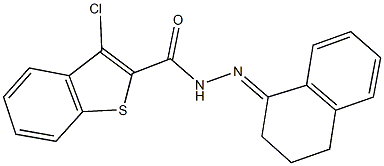 3-chloro-N'-(3,4-dihydronaphthalen-1(2H)-ylidene)-1-benzothiophene-2-carbohydrazide 结构式