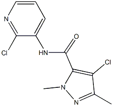 4-chloro-N-(2-chloro-3-pyridinyl)-1,3-dimethyl-1H-pyrazole-5-carboxamide 化学構造式
