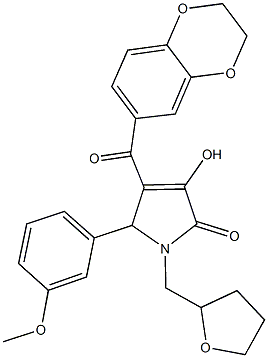 4-(2,3-dihydro-1,4-benzodioxin-6-ylcarbonyl)-3-hydroxy-5-(3-methoxyphenyl)-1-(tetrahydro-2-furanylmethyl)-1,5-dihydro-2H-pyrrol-2-one Structure