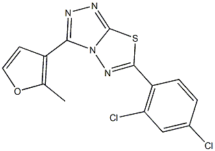 6-(2,4-dichlorophenyl)-3-(2-methyl-3-furyl)[1,2,4]triazolo[3,4-b][1,3,4]thiadiazole Struktur