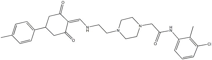 N-(3-chloro-2-methylphenyl)-2-{4-[2-({[4-(4-methylphenyl)-2,6-dioxocyclohexylidene]methyl}amino)ethyl]-1-piperazinyl}acetamide