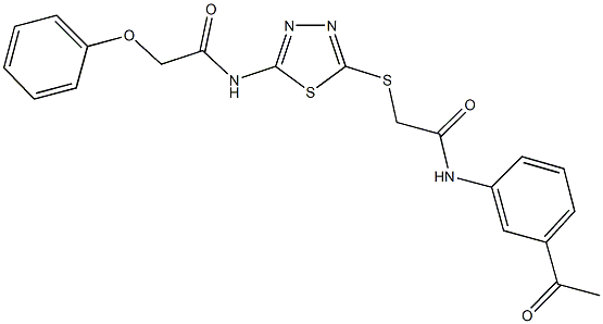 N-(5-{[2-(3-acetylanilino)-2-oxoethyl]sulfanyl}-1,3,4-thiadiazol-2-yl)-2-phenoxyacetamide 结构式