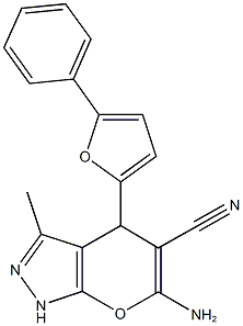 6-amino-3-methyl-4-(5-phenyl-2-furyl)-1,4-dihydropyrano[2,3-c]pyrazole-5-carbonitrile|