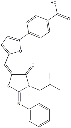 4-(5-{[3-isobutyl-4-oxo-2-(phenylimino)-1,3-thiazolidin-5-ylidene]methyl}-2-furyl)benzoic acid|