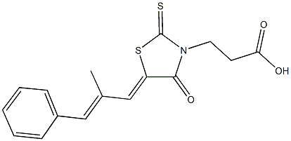 3-[5-(2-methyl-3-phenylprop-2-enylidene)-4-oxo-2-thioxo-1,3-thiazolidin-3-yl]propanoic acid Struktur