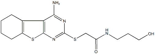 2-[(4-amino-5,6,7,8-tetrahydro[1]benzothieno[2,3-d]pyrimidin-2-yl)sulfanyl]-N-(3-hydroxypropyl)acetamide Structure