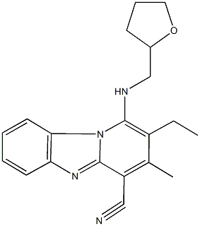 2-ethyl-3-methyl-1-[(tetrahydro-2-furanylmethyl)amino]pyrido[1,2-a]benzimidazole-4-carbonitrile Structure