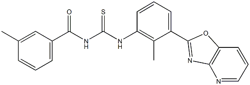 N-(3-methylbenzoyl)-N'-(2-methyl-3-[1,3]oxazolo[4,5-b]pyridin-2-ylphenyl)thiourea Structure