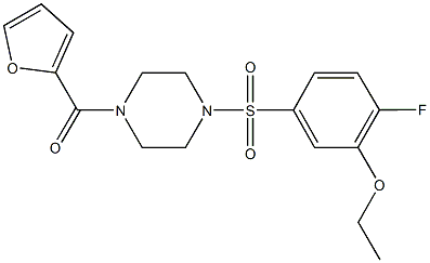 ethyl 2-fluoro-5-{[4-(2-furoyl)-1-piperazinyl]sulfonyl}phenyl ether 化学構造式