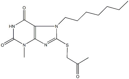 7-heptyl-3-methyl-8-[(2-oxopropyl)sulfanyl]-3,7-dihydro-1H-purine-2,6-dione 化学構造式