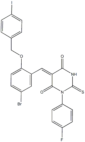 5-{5-bromo-2-[(4-iodobenzyl)oxy]benzylidene}-1-(4-fluorophenyl)-2-thioxodihydro-4,6(1H,5H)-pyrimidinedione Structure