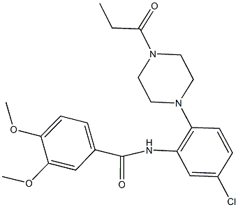 N-[5-chloro-2-(4-propionyl-1-piperazinyl)phenyl]-3,4-dimethoxybenzamide Structure