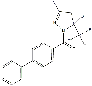 1-([1,1'-biphenyl]-4-ylcarbonyl)-3-methyl-5-(trifluoromethyl)-4,5-dihydro-1H-pyrazol-5-ol Structure