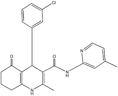 4-(3-chlorophenyl)-2-methyl-N-(4-methylpyridin-2-yl)-5-oxo-1,4,5,6,7,8-hexahydroquinoline-3-carboxamide 结构式