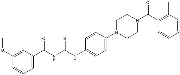 N-(3-methoxybenzoyl)-N'-{4-[4-(2-methylbenzoyl)-1-piperazinyl]phenyl}thiourea Struktur