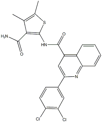 N-[3-(aminocarbonyl)-4,5-dimethyl-2-thienyl]-2-(3,4-dichlorophenyl)-4-quinolinecarboxamide 结构式