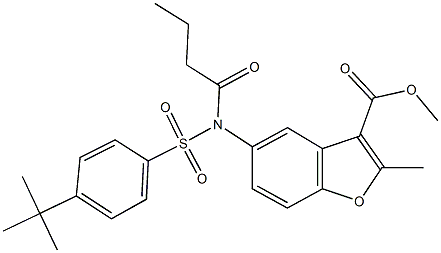 methyl 5-[[(4-tert-butylphenyl)sulfonyl](butyryl)amino]-2-methyl-1-benzofuran-3-carboxylate Structure