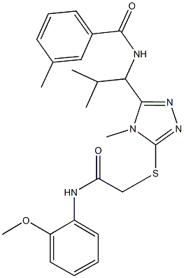 N-[1-(5-{[2-(2-methoxyanilino)-2-oxoethyl]sulfanyl}-4-methyl-4H-1,2,4-triazol-3-yl)-2-methylpropyl]-3-methylbenzamide Structure