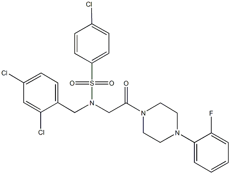 4-chloro-N-(2,4-dichlorobenzyl)-N-{2-[4-(2-fluorophenyl)-1-piperazinyl]-2-oxoethyl}benzenesulfonamide,,结构式