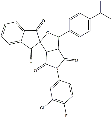 5-(3-chloro-4-fluorophenyl)-1-(4-isopropylphenyl)-3a,6a-dihydrospiro(1H-furo[3,4-c]pyrrole-3,2'-[1H]-indene)-1',3',4,6(2'H,3H,5H)-tetrone,,结构式