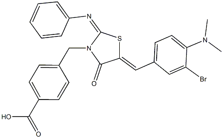 4-{[5-[3-bromo-4-(dimethylamino)benzylidene]-4-oxo-2-(phenylimino)-1,3-thiazolidin-3-yl]methyl}benzoic acid Structure