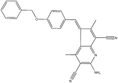 2-amino-5-[4-(benzyloxy)benzylidene]-4,6-dimethyl-5H-cyclopenta[b]pyridine-3,7-dicarbonitrile Structure