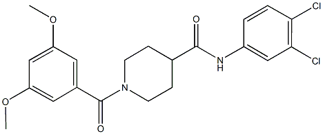 N-(3,4-dichlorophenyl)-1-(3,5-dimethoxybenzoyl)-4-piperidinecarboxamide 化学構造式