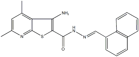 3-amino-4,6-dimethyl-N'-(1-naphthylmethylene)thieno[2,3-b]pyridine-2-carbohydrazide Struktur