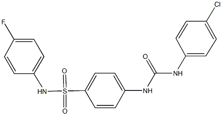 4-{[(4-chloroanilino)carbonyl]amino}-N-(4-fluorophenyl)benzenesulfonamide,,结构式