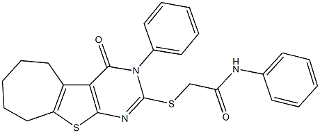 2-[(4-oxo-3-phenyl-3,5,6,7,8,9-hexahydro-4H-cyclohepta[4,5]thieno[2,3-d]pyrimidin-2-yl)sulfanyl]-N-phenylacetamide Structure