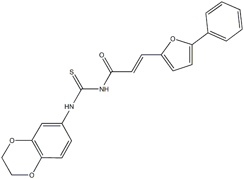 N-(2,3-dihydro-1,4-benzodioxin-6-yl)-N'-[3-(5-phenyl-2-furyl)acryloyl]thiourea,,结构式