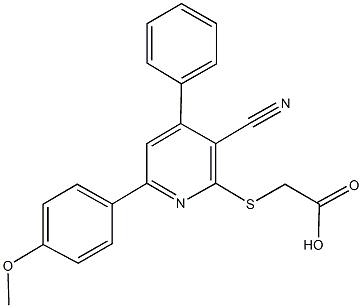 {[3-cyano-6-(4-methoxyphenyl)-4-phenyl-2-pyridinyl]sulfanyl}acetic acid 结构式