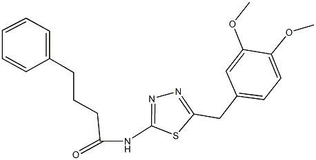 N-[5-(3,4-dimethoxybenzyl)-1,3,4-thiadiazol-2-yl]-4-phenylbutanamide,,结构式