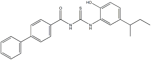 4-({[(5-sec-butyl-2-hydroxyanilino)carbothioyl]amino}carbonyl)-1,1'-biphenyl,,结构式