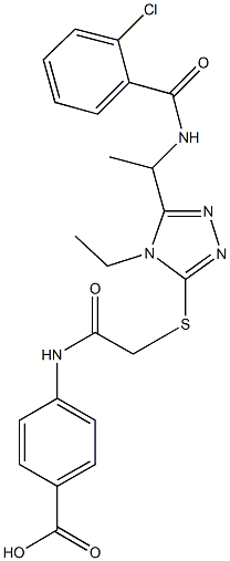 4-({[(5-{1-[(2-chlorobenzoyl)amino]ethyl}-4-ethyl-4H-1,2,4-triazol-3-yl)thio]acetyl}amino)benzoicacid Structure