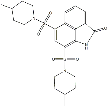 6,8-bis[(4-methyl-1-piperidinyl)sulfonyl]benzo[cd]indol-2(1H)-one 化学構造式