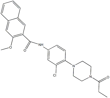 N-[3-chloro-4-(4-propionyl-1-piperazinyl)phenyl]-3-methoxy-2-naphthamide Structure