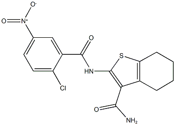 2-({2-chloro-5-nitrobenzoyl}amino)-4,5,6,7-tetrahydro-1-benzothiophene-3-carboxamide Structure