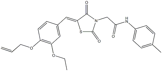 2-{5-[4-(allyloxy)-3-ethoxybenzylidene]-2,4-dioxo-1,3-thiazolidin-3-yl}-N-(4-methylphenyl)acetamide,,结构式